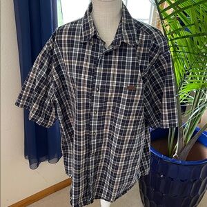 Carhartt Men's Navy and White Plaid Shirt